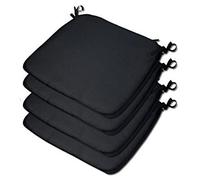 LB Luxury Beautiful Garden, Dining Chair Foam Cushions Tie On Seat Pads in set of 2,4,6 or 8 Beautiful Thick Quality (Pack of 4, Black)