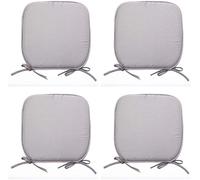 LB Luxury Garden, Dining Chair Foam Cushions Tie On Seat Pads in set of 2,4,6 or 8 (SILVER/GREY, PACK OF 4)