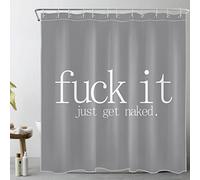 LB Modern It Get Naked Shower Curtain Funny Quotes Grey Shower Curtains for Adults Women Bathroom Decor with 12 Hooks 72x72 inch Polyester Fabric Bathroom Curtains Shower Set