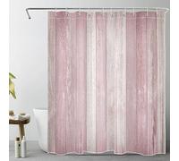 LB Rustic Wood Shower Curtain Vintage Barn Door Shower Curtains for Bathroom Pink Farmhouse Polyester Anti Mould Waterproof Bath Curtain Set with Hooks,78Lx59W inches