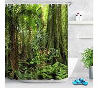 LB Shower Curtain Mould Proof Resistant 59x71 inches- Waterproof Bath Curtain with Hooks for Wet Room Garden Outdoor- Shower Curtains for Bathroom Decor, Green Forest