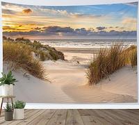 LB Tropical Beach Tapestry Coastal Plant by the Sea Sunset Scenery Tapestry Wall Hanging Summer Island Tapestries Bedroom Living Room Dorm Wall Decor,92x70 inch