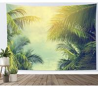 LB Tropical Jungle Tapestry Green Palm Leaf in Forest Tapestry Wall Hanging Nature Scenery Tapestries Bedroom Living Room Dorm Wall Decor,59x51 inch