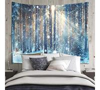 LB Winter Tapestry 78x59 inch Sunshine,Forest,White Snow Wall Hanging Tapestry for Living Room Bedroom Dorm Wall Decor,Party Background