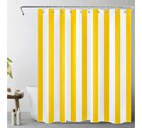 LB Yellow and White Striped Shower Curtain Simple Geometric Art Shower Curtains for Bathroom Minimalist Polyester Anti Mould Waterproof Small Bath Curtain Set with Hooks,59x71 inches
