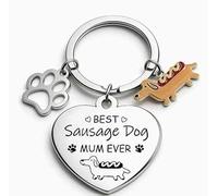 LBAAUX 1 Piece Of Dachshund Keychain And 1 Pair Of Socks, Cute And Cute Pendant, Backpack Key Decoration Anti-Lost, Gift For Pet Lovers.