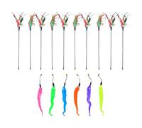 LBAAUX 10 Pieces Of Feather Funny Cat Sticks, 6 Pieces Of Funny Cat Bugs, Colored Feather Cat Toys, Replacement Pieces Of Funny Cat Sticks, Suitable For Pet Sports And Interactive Games.