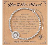 LBAAUX 2 Pieces Of Compass Bracelets With Blessing Cards, Which Means A Smooth Future. It Is Suitable As A Commemorative Gift For Colleagues Leaving Their Jobs Or Starting A New Job.