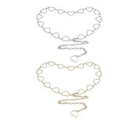 LBAAUX 2 Pieces of Ladies Waist Chain, Adjustable Metal Belt, Denim Style Chain Belt, Dress Accessories Chain, Fashion Waist Accessories.