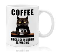 Lbanasd Funny Coffee Mug Adult Humor -Coffee Because Murder Wrong- Mug Gift for Friends Him Her Girls 11oz White Double Sided Mug