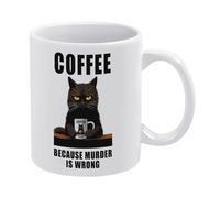 Lbanasd Funny Coffee Mug Adult Humor -Coffee Because Murder Wrong- Mug Gift for Friends Him Her Girls 11oz White Double Sided Mug