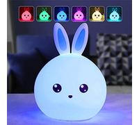 LBBB Rabbit Shaped LED Night Light - White, Silicone - Modern, Bedroom & Living Room - USB, Touch & Remote Control - Energy Efficient