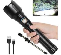 LBE Rechargeable Brightest LED Flashlight, 250,000 High Lumens Super Bright Powerful Flashlight with 5 Modes, IPX7 Waterproof Handheld Large Flash Light for Emergencies Camping