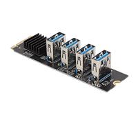 LBEC M.2 NVME to PCIE 1X Riser Card, M.2 to 4 Port PCIE Riser Card Simple Design for Ethereum