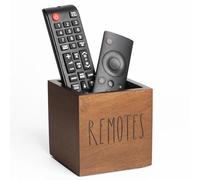 LBEMEY Acacia Wood Remote Control Holder, TV Remote Holder, Remote Organizer for Table,Home,Living room, bedroom for Wooden Remote Box (Brown, S,for 2 or 3 Remote Controls)