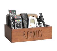 LBEMEY Acacia Wood Remote Control Holder, TV Remote Holder, Remote Organizer for Table,Home,Living room, bedroom for Wooden Remote Box (Brown, XL,for 6+ Remote Controls)