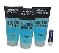 @lberto Ultra Strong Styling Gel For Ultimate Hold & Control Trio Pack 3 X 200 ML With Free Otignial Lip Balm