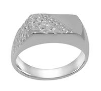 LBG 9ct White Gold Genuine Natural Diamond Mens band Ring - Size M