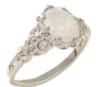 LBG Womens Ring 925 Sterling Silver Natural Opal Womens Promise Ring, great present for Anniversary or Birthday, Opal Solitaire, size N 1/2