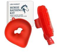 LBH MARKET Horse Bathing Kit - Off The Cuff Wrist Water Guard + Hose-Attachable Curry Comb - Stay Dry Horse Bathing - Grooming Tools - Assorted Colors