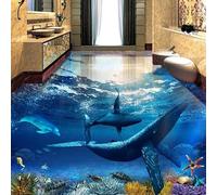 LBHSWWX 3D Underwater Ocean Wall Mural, Silk Cloth, Whale and Dolphin Theme, Large Format Wallpaper for Living Room Background Wall (（W） 300×（H） 200CM)