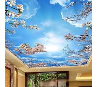 LBHSWWX Blue Sky Cherry Blossom Ceiling Mural Wallpaper, Silk Cloth, Large Wall Mural, HD Print (（W） 380×（H） 240CM)