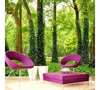 LBHSWWX Large Nature Forest Wall Mural, Silk Cloth Material, Green Tree Scenery, Living Room Background Wallpaper (（W） 140×（H） 70CM)