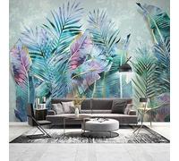 LBHSWWX Tropical Leaves Wall Mural Wallpaper, Watercolour Palm and Banana Leaf Design, Silk Fabric (（W） 140×（H） 70CM)