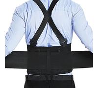 LBHT New Adjustable Lower Back Brace Belt Industrial Work Waist Support Lumbar Spine Fitness Weightlifting Back Belt With Detachable Shoulder Straps (Color : Black, Size : XXL)