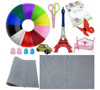 LBING 3D Pen Template 3D Pen Filament PLA 3D Printing Pen Drawing Tool Silicone Mat Stencil 10 Colours Each Colour 5 Metres with Finger Protectors and Scissors for 3D Printer Pen (10 Colours)