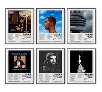 LBingbrother Drake Signed Limited Posters Music Album Cover Poster Prints Set of 6 Room Aesthetic Canvas Wall Art Prints for Girl and Boy Teens Dorm Bedroom Room Wall Decor (11"x14" UNFRAMED)