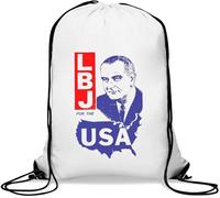 LBJ For USA Lyndon B Johnson Gym Sack Casual Drawstring Bag White