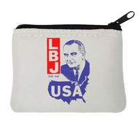 LBJ for USA Lyndon B Johnson Neoprene Coin Purse Pouch 10x11cm White
