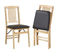LBLFEBD Folding Dining Chairs Set of 2, Rubber Wood Counter Kitchen Chairs with Backrest & Padded Seat, Kitchen Office Conference Side Chair Seating, 180kg Weight Capacity