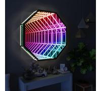 LBLFEBD RGB Infinity Mirror Light, Octagonal 3D Tunnel Effect, 30/50/70 cm, Remote & App Control, LED Wall Lamp (70cm)