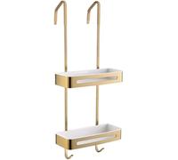 LBLFEBD Rraeoy Over The Shower Door Caddy, Pantry Organizer Rack With Hooks, Rust Proof Hanging Shower Organizer, W/Storage Basket, Bathroom Shelves Drill Free(Color:Gold)