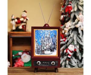 LBMED Christmas Snow Globe TV, LED Glittering Lighted Water Lantern with Automatic falling snow and 8 songs, Create a romantic atmosphere, Add a strong festive atmosphere, for home, bedroom