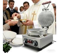 LBMED Communion Bread Maker with Cutter, Stainless Steel Electric Bake Bread Machine, Adjustable Upper/lower Cover Independent Temperature 50-300°C, 360° Even Baking, for Church Ceremony
