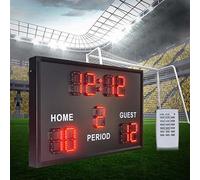 LBMED LED Electronic Football Scoreboard, Water Proof Portable Score Keeper with 18-key Remote Control, 4000mcd Brightness and 328ft Viewing Distance, 3D Visual Effects, for Baseball/Football/Tennis