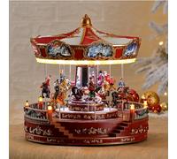 LBMED Spinning Christmas Musical Box, LED Handmade Christmas Carousel Decoration with Music Moves Up Down and Rotates, Realistic and Natural, Add Atmosphere Charm, For Friends Teachers Gifts