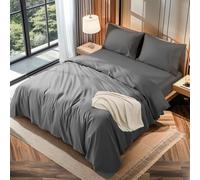 LBRO2M 100% Cotton 1200 Thread Count Bedding Sheets Set, 16 inches Deep Pocket, Bed Sheet 4 Piece Sets (Dark Grey, King (U.S. Standard))