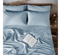 LBRO2M 100% French Organic Linen Sheet Set 6Pcs, 16" Deep Pocket King Size | Pure Linen Bed Sheet, Natural Flax, Soft Breathable Sheets for Hot Sleepers, Durable, and Cozy for All Seasons, Dusty Blue