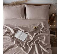 LBRO2M 100% Linen Sheet Set 16" Deep Pocket Queen Size,Bed Sheets 4 Piece Sets,Solid Color Natural Flax Bed Sheets Soft Breathable Bedding, All Season (Queen, Mauve Desert)