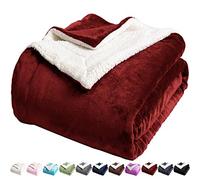 LBRO2M Sherpa Bed Blanket King Size Super Soft Fuzzy Plush Warm Cozy Fluffy Microfiber Couch Throw Velvet Fleece Double Reversible Luxurious Blankets (Deep Red, King(90x104 Inches))