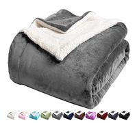 LBRO2M Sherpa Fleece Bed Blanket King Size Super Soft Fuzzy Plush Warm Cozy Fluffy Microfiber Couch Throw Velvet Double Reversible Luxurious Blankets,Grey