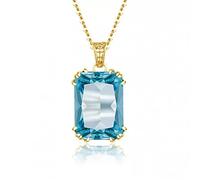 LBRTMED 14K Gold Sky Blue Topaz Gemstone Pendants Necklaces for Women Aquamarine Silver 925 Jewelry Wedding Engagement Female Jewellery