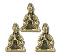 LBRTMED 3pcs vintage brass mini Avalokitesvara Buddha statue home desktop tea pet ornaments