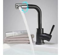 LBRTMED Bathroom Basin Faucet Hot Cold Wash Tap 360 Rotation Sink Faucets Single Handle Black C1