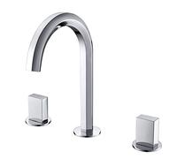 LBRTMED Bathroom Sink Faucet, Basin Faucet Brass Gold/Chrome Deck Mounted 8' Widespread Bathroom Sink Faucets 3 Hole Double Handle Hot and Cold Water Tap (Color : Light Gray)