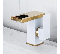 LBRTMED Bathroom Waterfall Faucet Deck Mounted Basin Tap Hot Cold Tap Black Tall